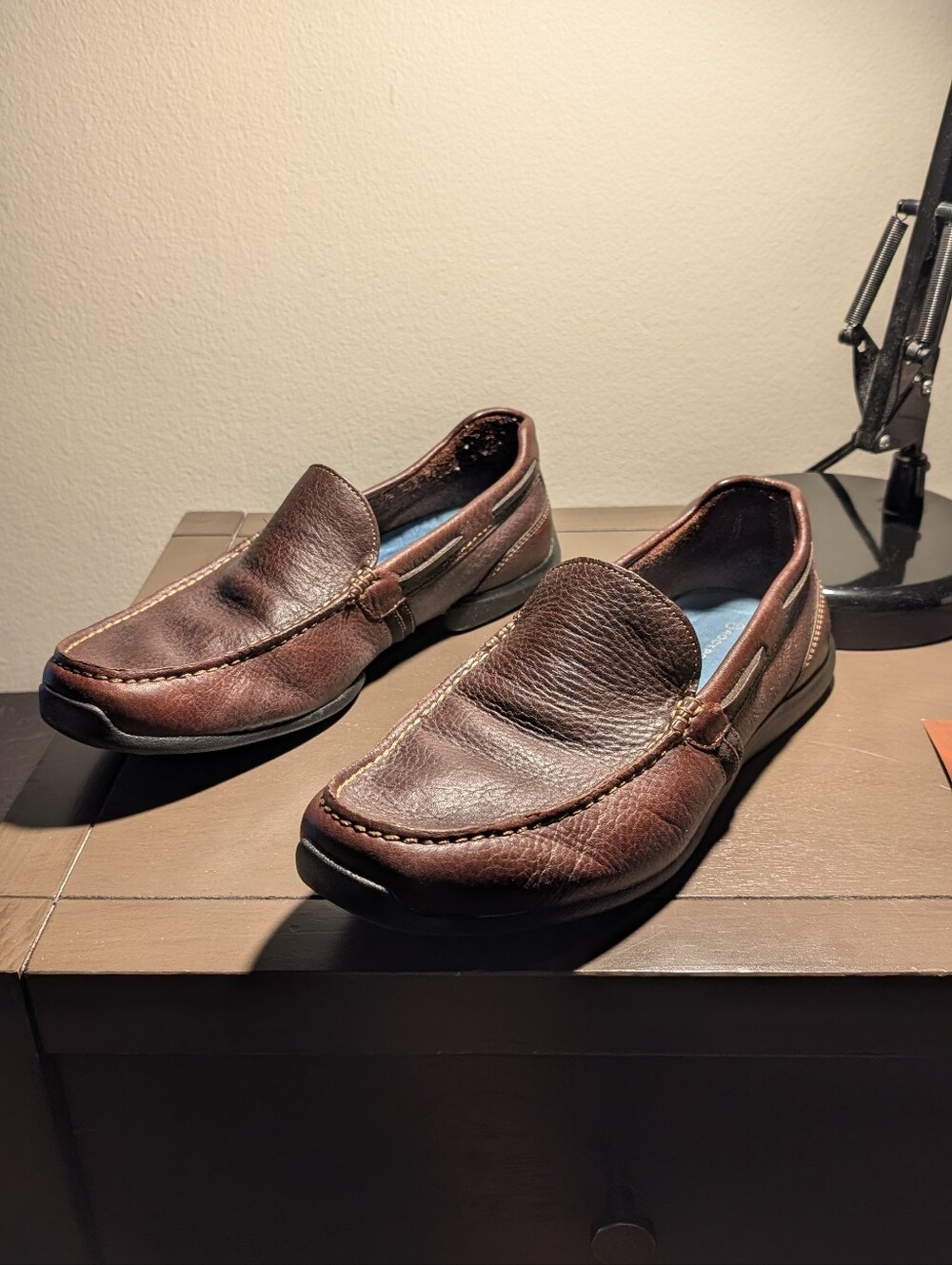 Rockport Men Brown Pebbled Leather Slip-On Loafers